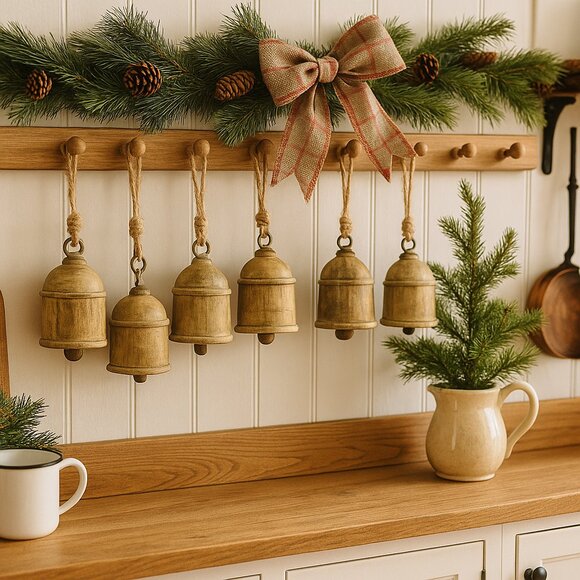 NWT 2 Pairs Set of 3 Handmade Rustic Harmony Vintage Cow Bells - Picture 1 of 13
